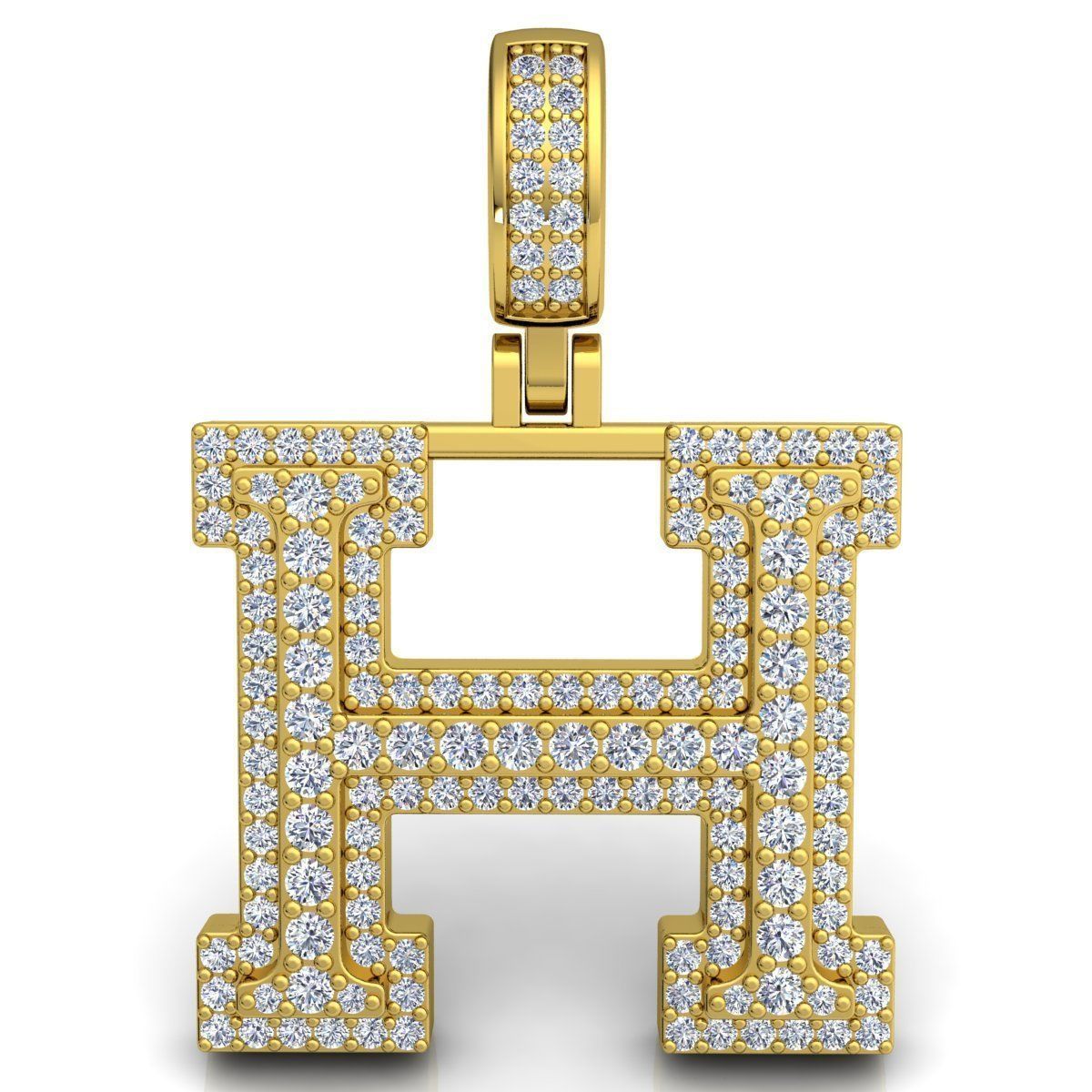 Alphabet Latter H Diamond Pendent 3d Model print 3D print model_3