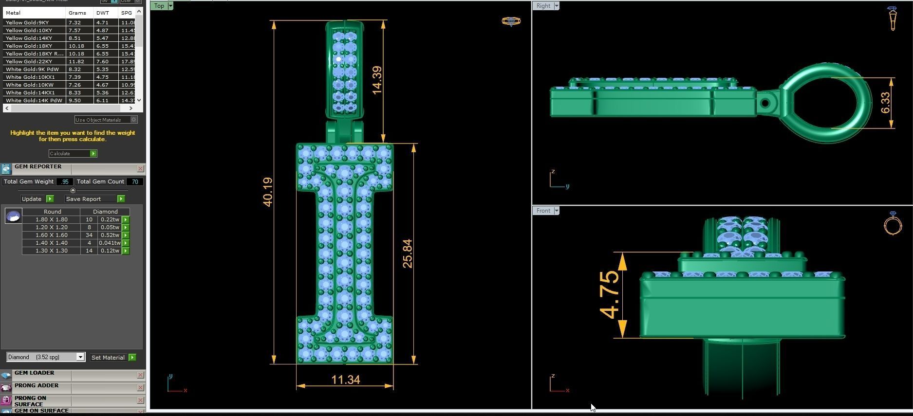 Alphabet Latter I Diamond Pendent 3d Model print 3D print model_1