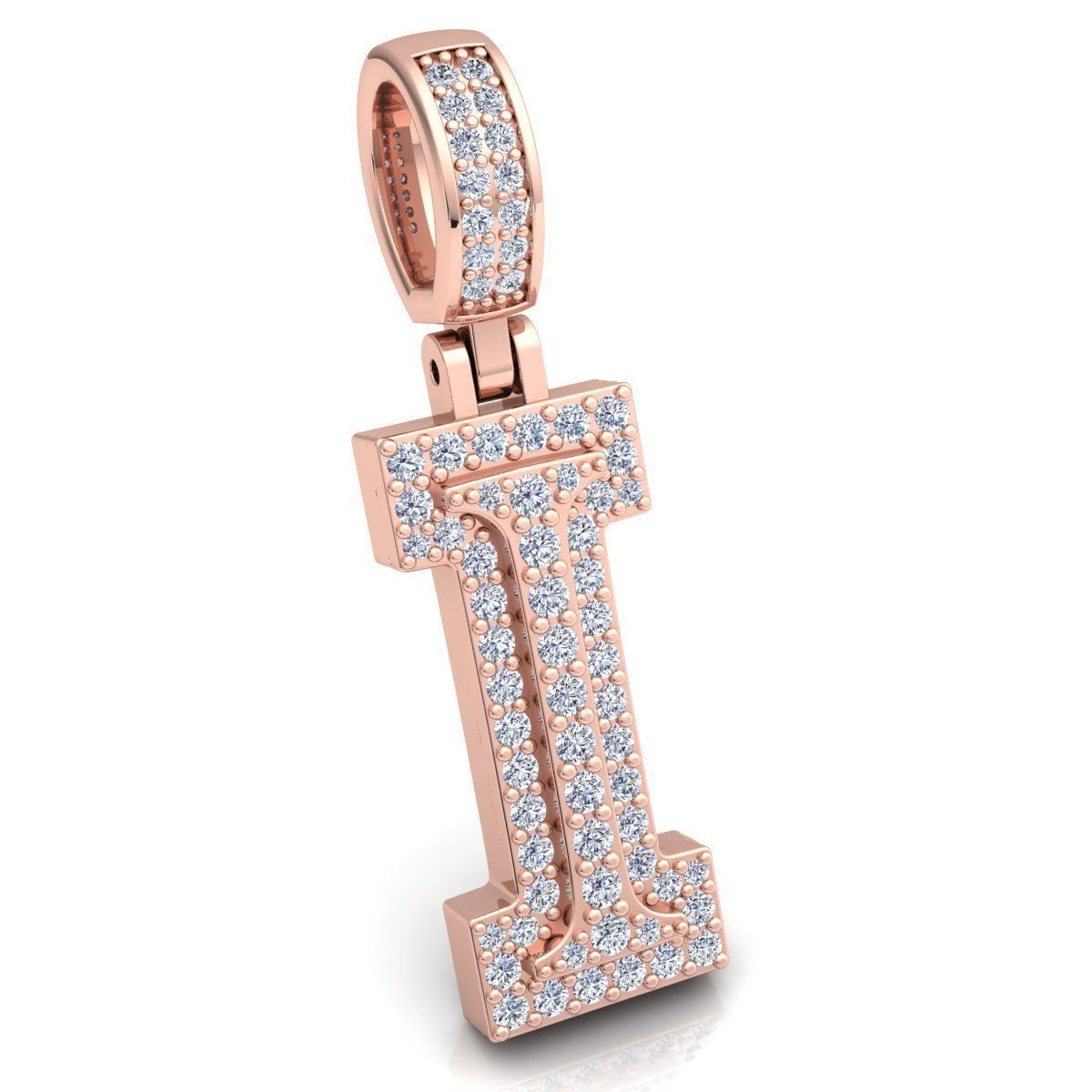 Alphabet Latter I Diamond Pendent 3d Model print 3D print model_2