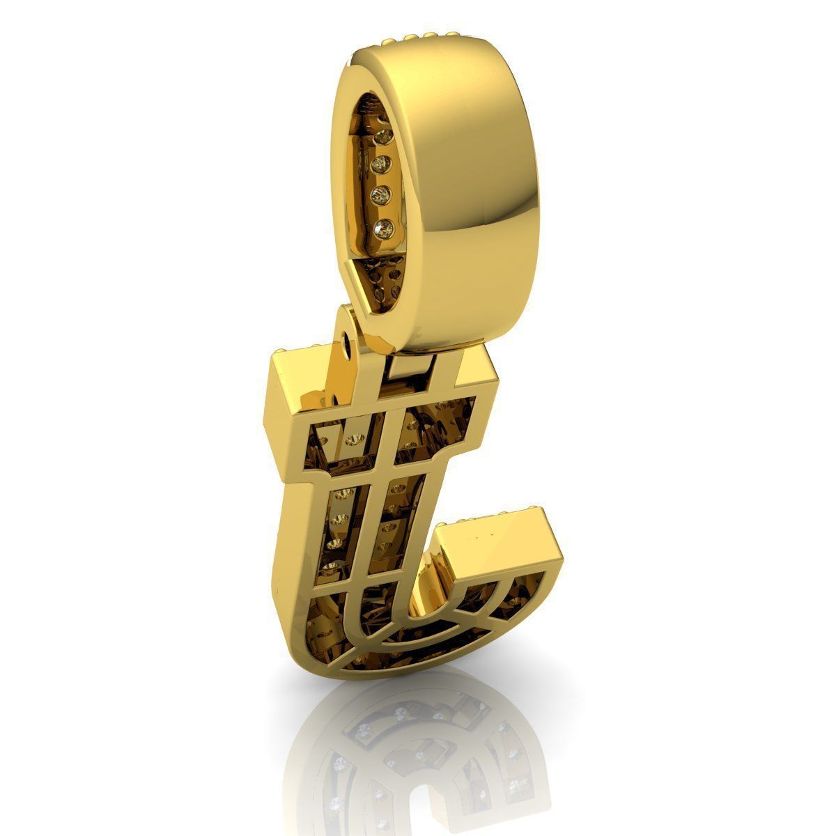 Alphabet Latter J Diamond Pendent 3d Model print 3D print model_7