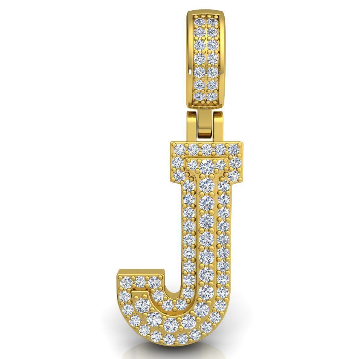 Alphabet Latter J Diamond Pendent 3d Model print 3D print model_4