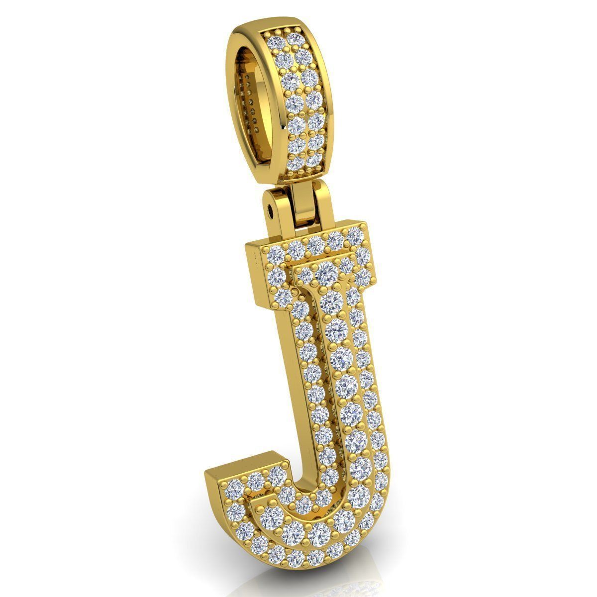 Alphabet Latter J Diamond Pendent 3d Model print 3D print model_3