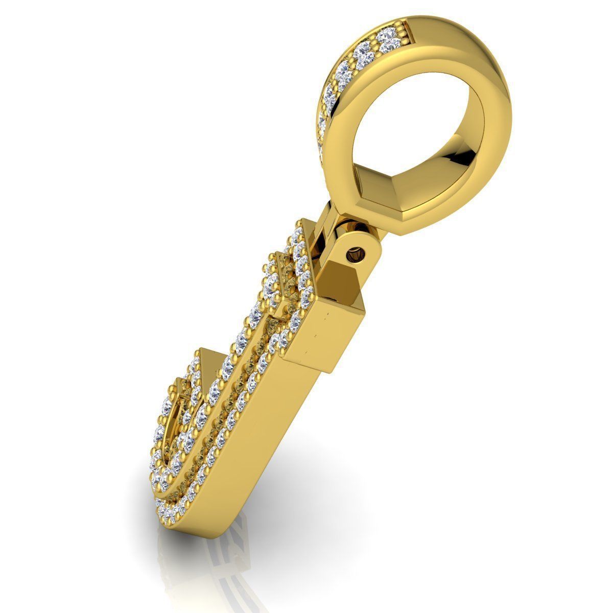 Alphabet Latter J Diamond Pendent 3d Model print 3D print model_10