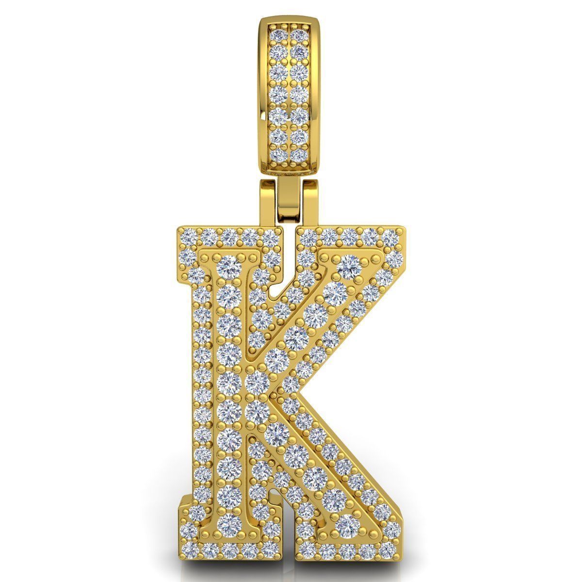 Alphabet Latter K Diamond Pendent 3d Model print 3D print model_4