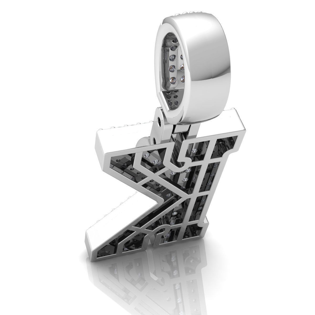 Alphabet Latter K Diamond Pendent 3d Model print 3D print model_9