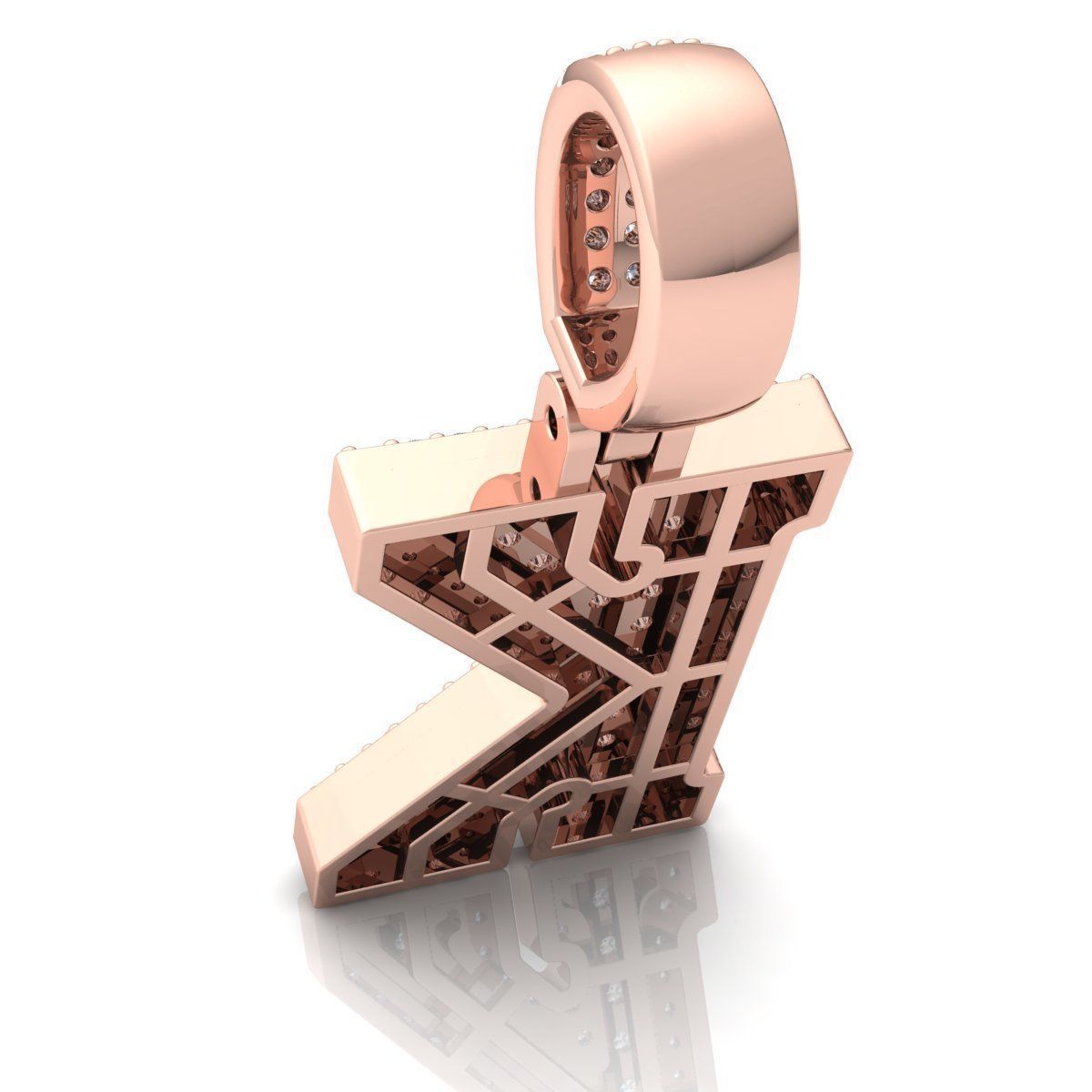 Alphabet Latter K Diamond Pendent 3d Model print 3D print model_8