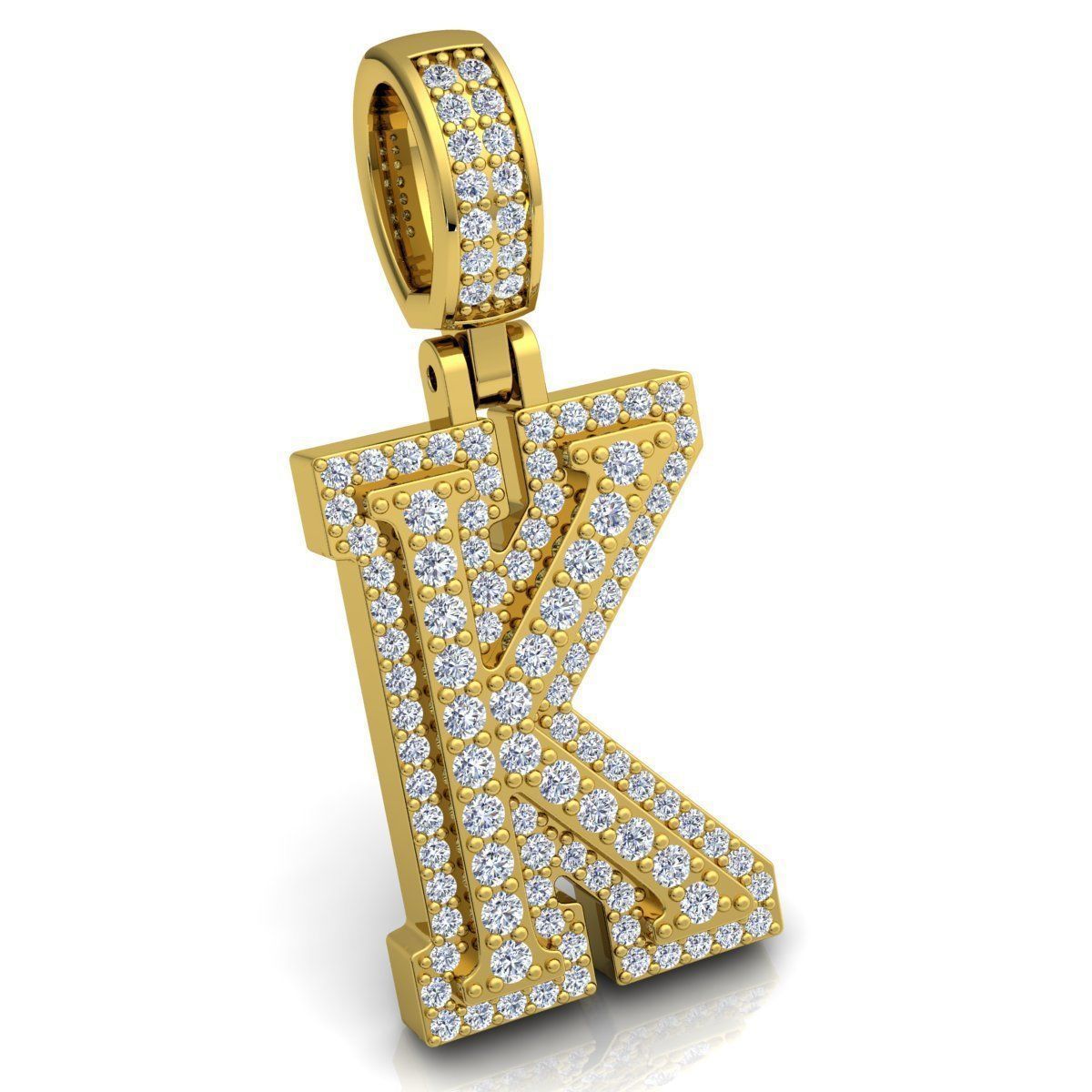 Alphabet Latter K Diamond Pendent 3d Model print 3D print model_3