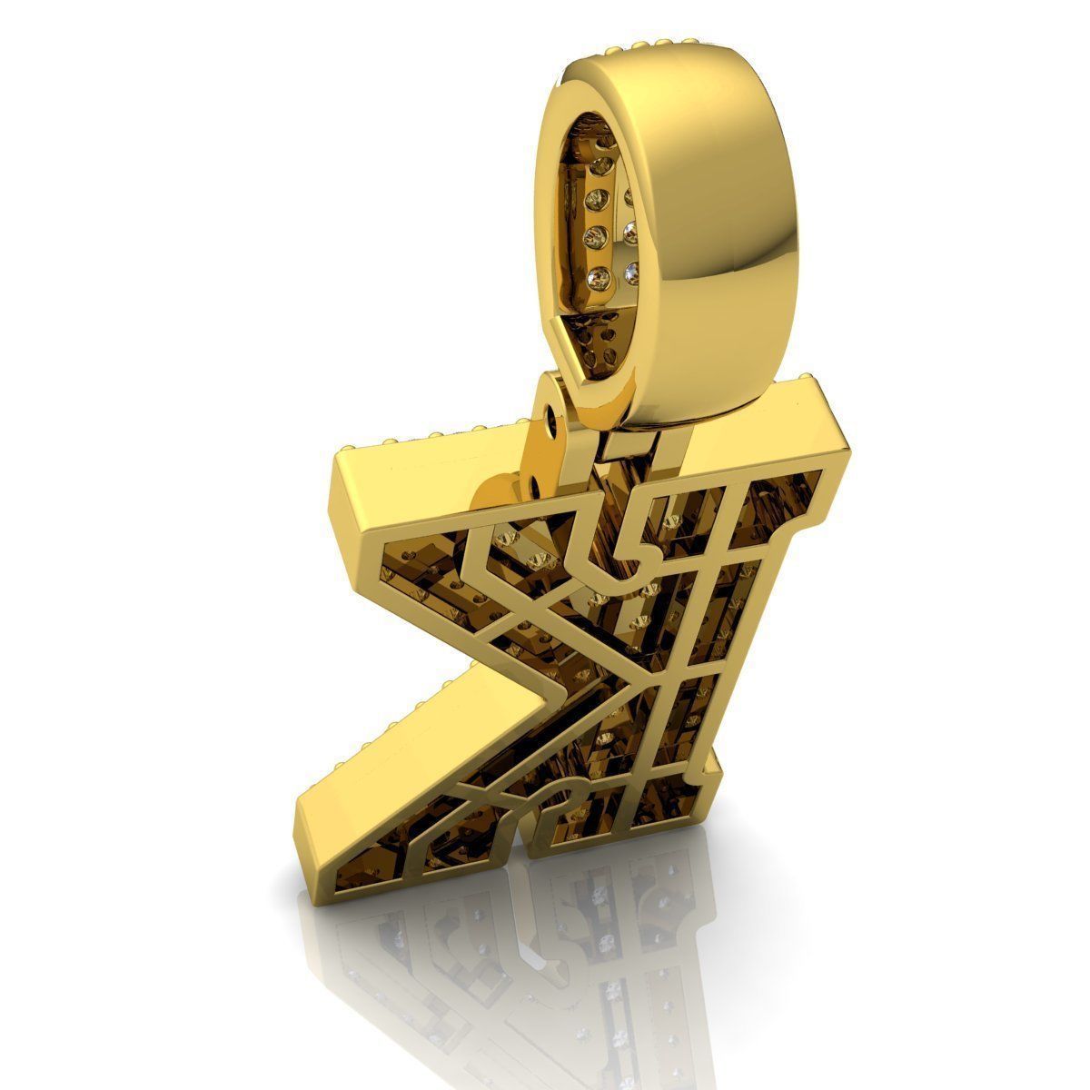 Alphabet Latter K Diamond Pendent 3d Model print 3D print model_7