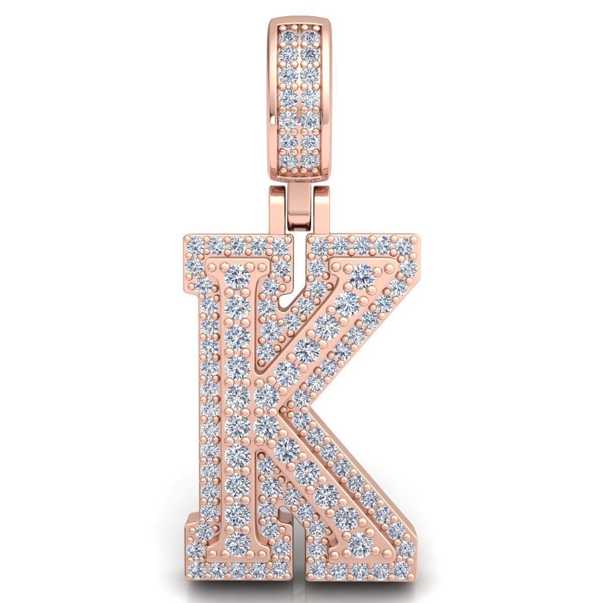 Alphabet Latter K Diamond Pendent 3d Model print 3D print model_5
