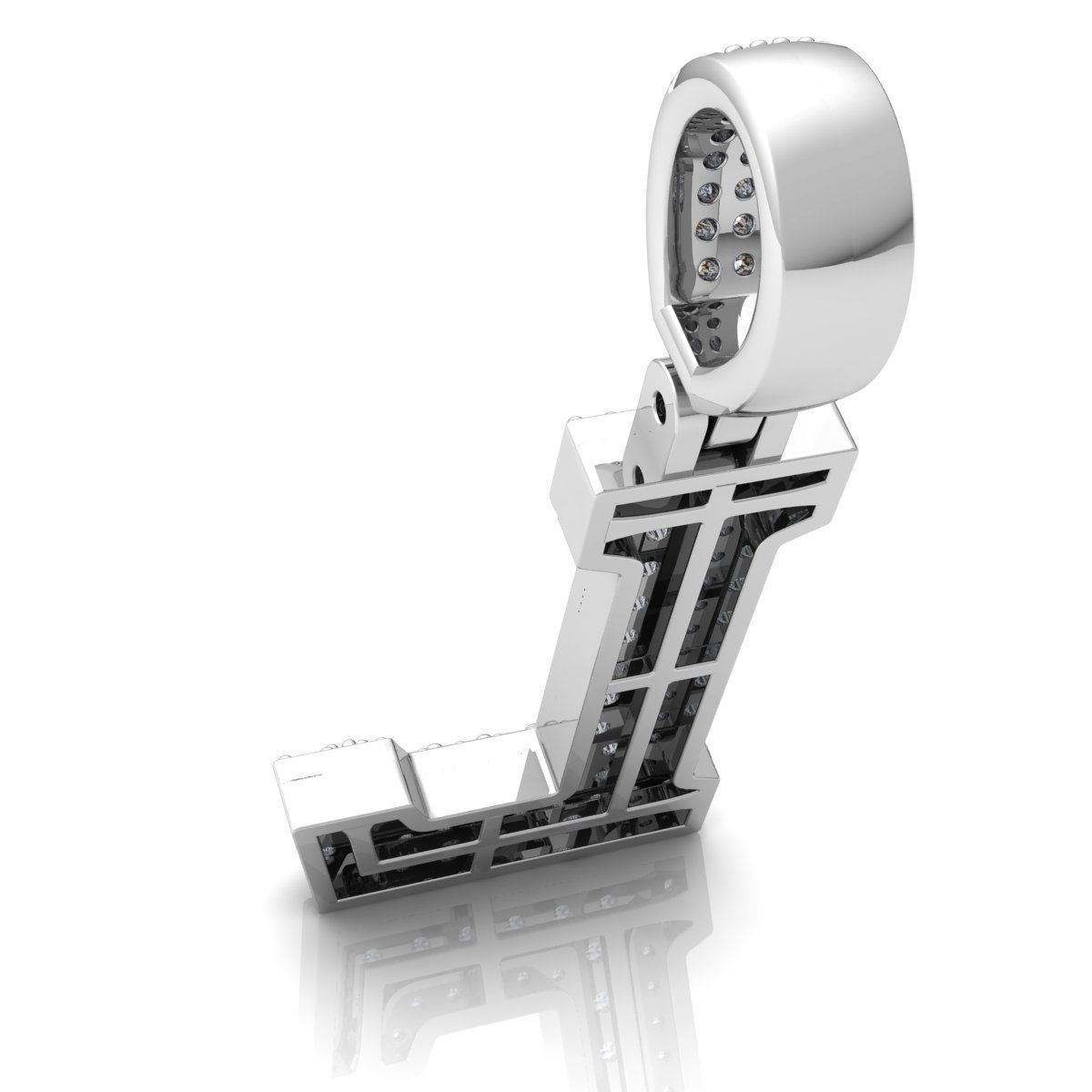 Alphabet Latter L Diamond Pendent 3d Model print 3D print model_9