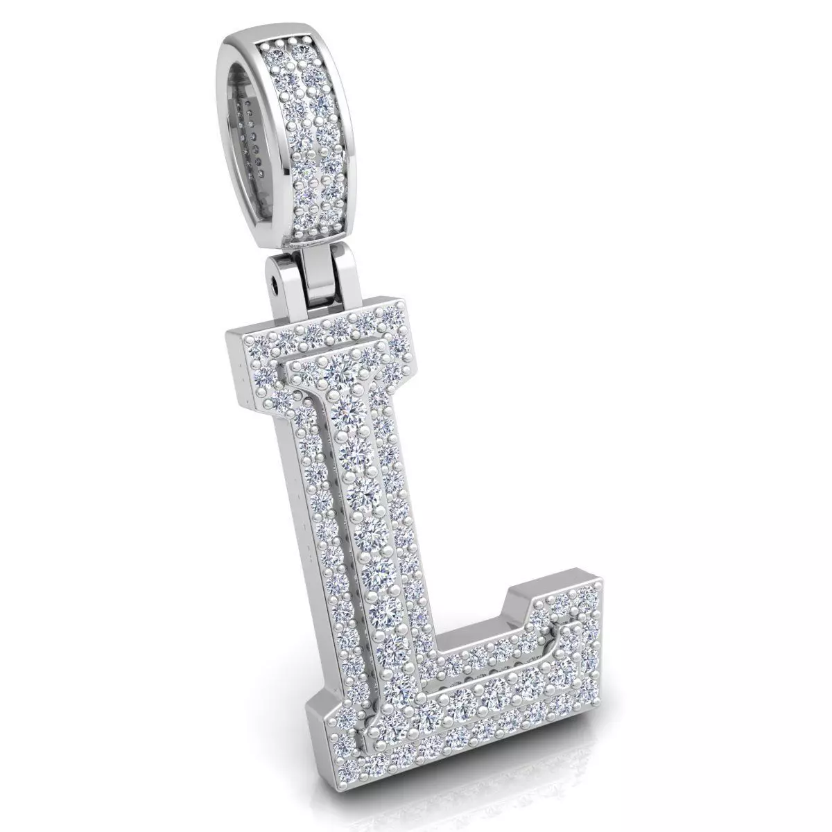 Alphabet Latter L Diamond Pendent 3d Model print 3D print model_0
