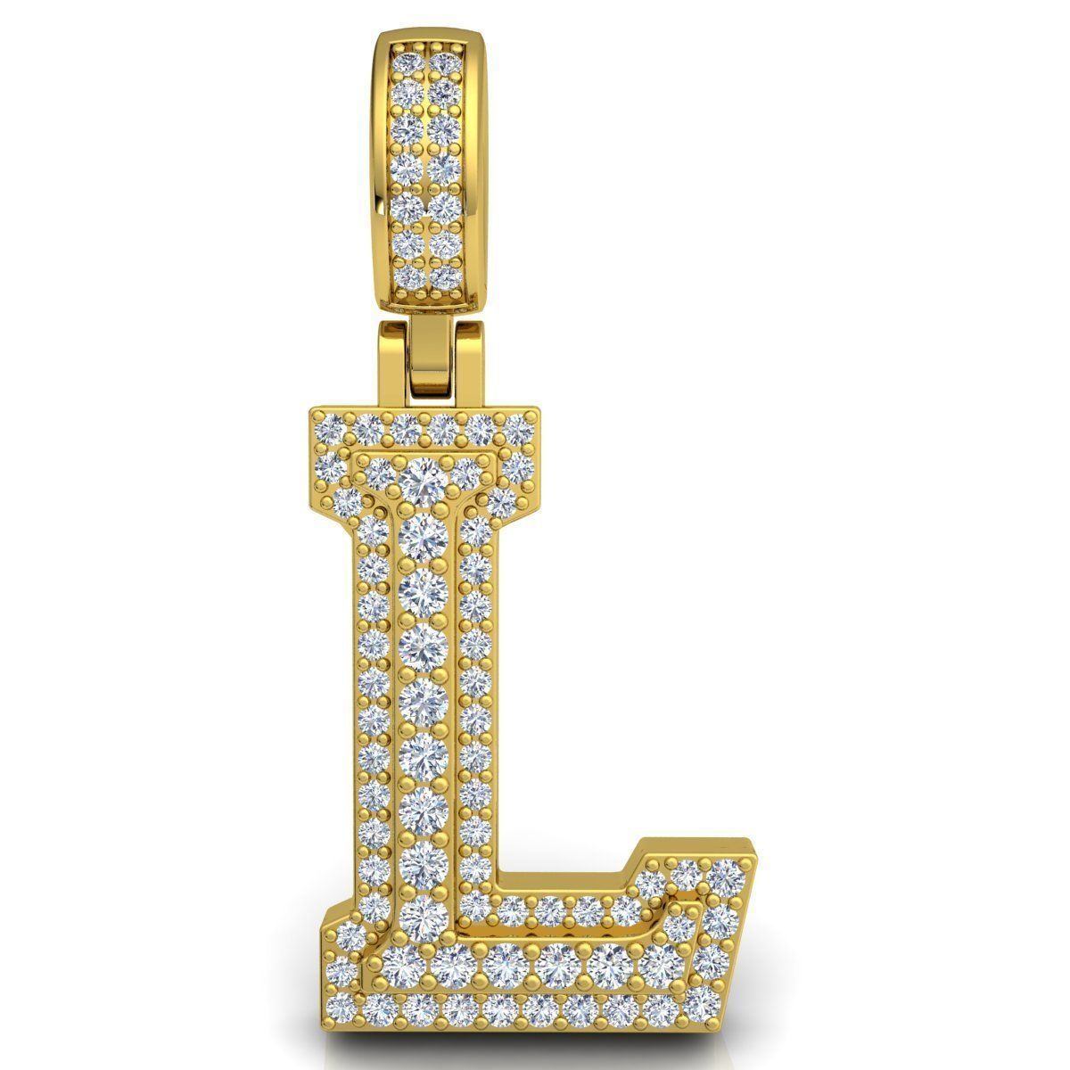 Alphabet Latter L Diamond Pendent 3d Model print 3D print model_4