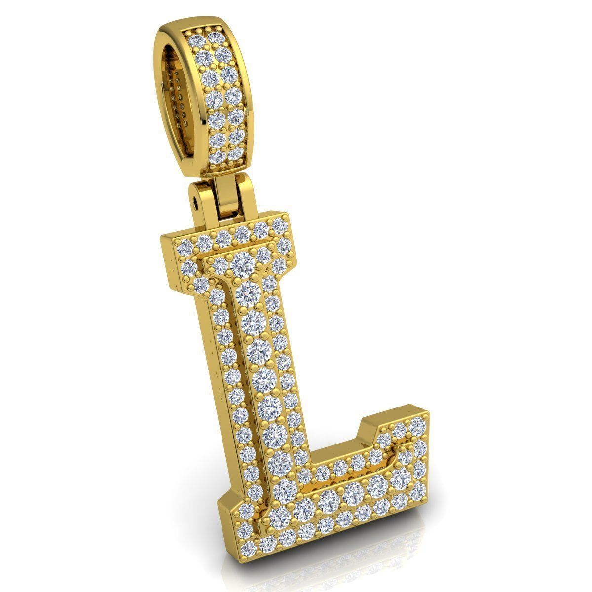 Alphabet Latter L Diamond Pendent 3d Model print 3D print model_3