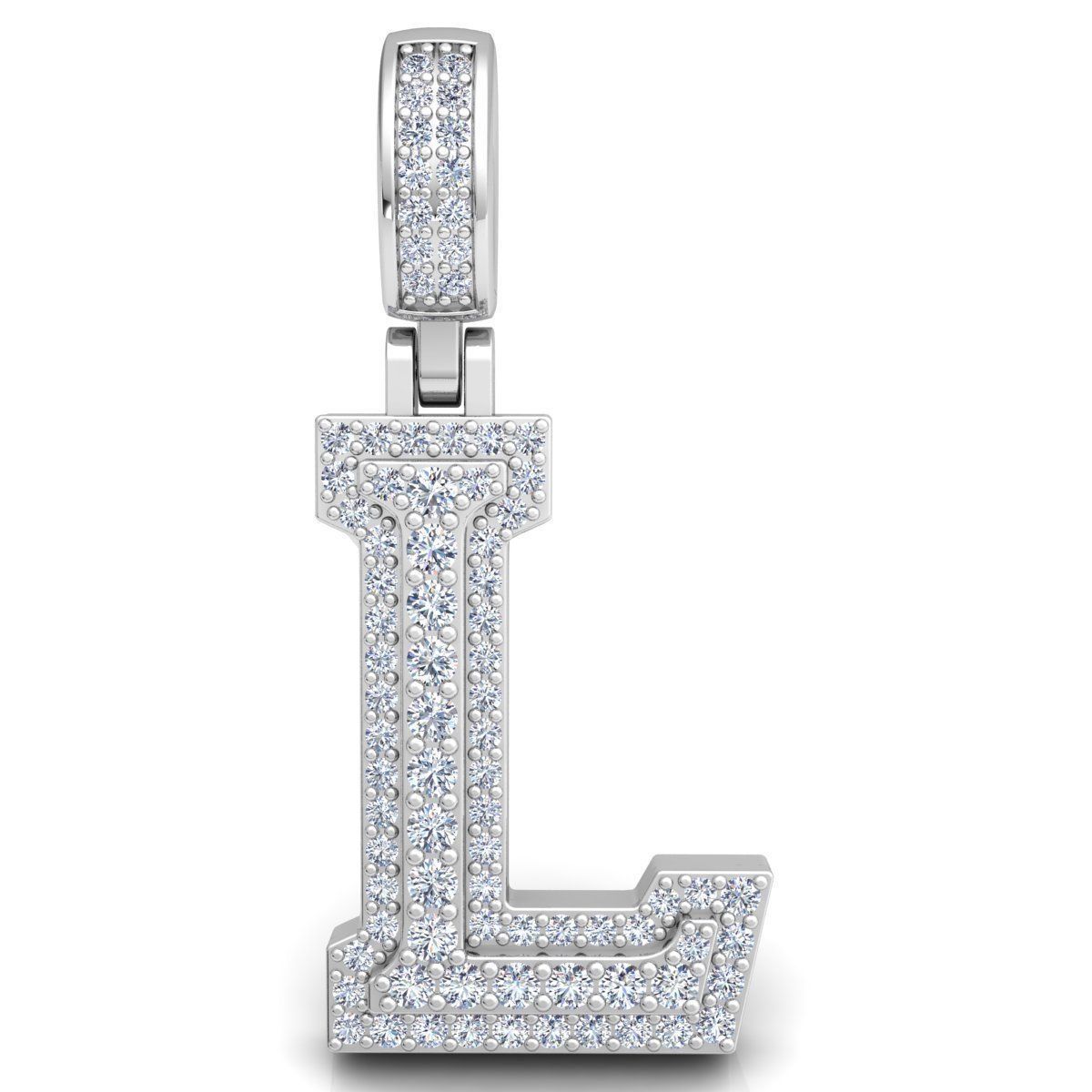 Alphabet Latter L Diamond Pendent 3d Model print 3D print model_6