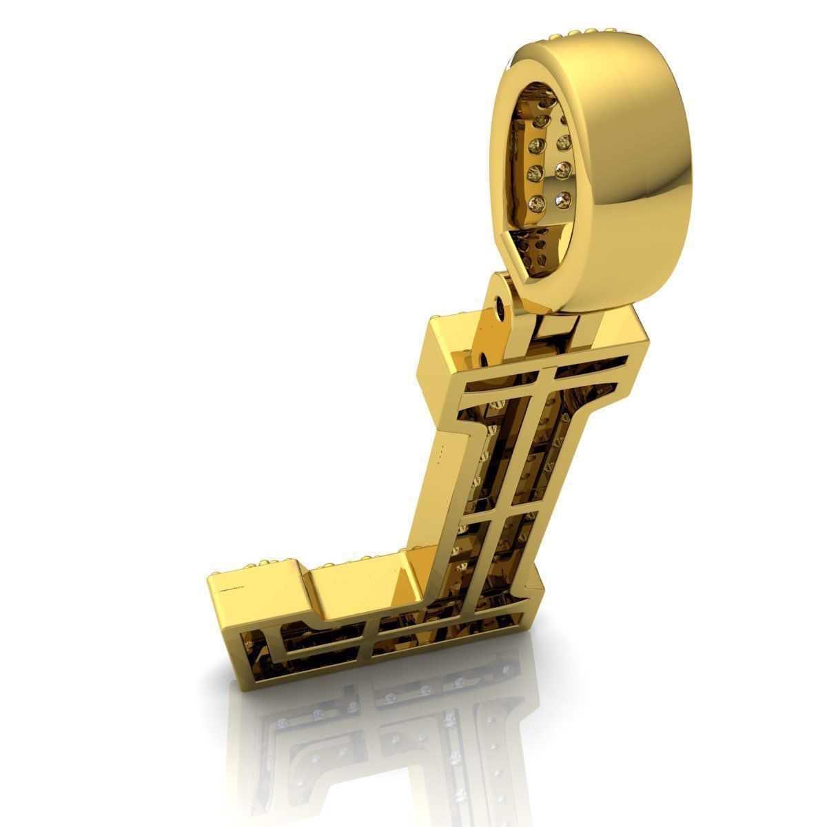 Alphabet Latter L Diamond Pendent 3d Model print 3D print model_7
