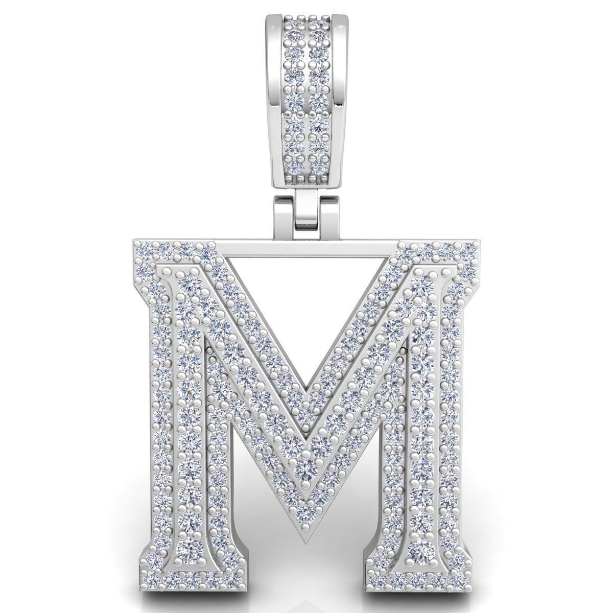 Alphabet Latter M Diamond Pendent 3d Model print 3D print model_6