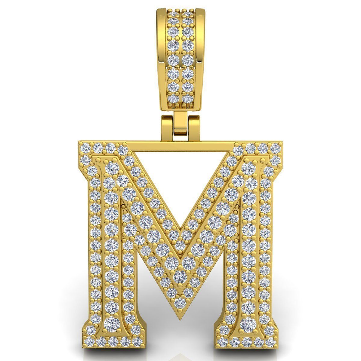 Alphabet Latter M Diamond Pendent 3d Model print 3D print model_4