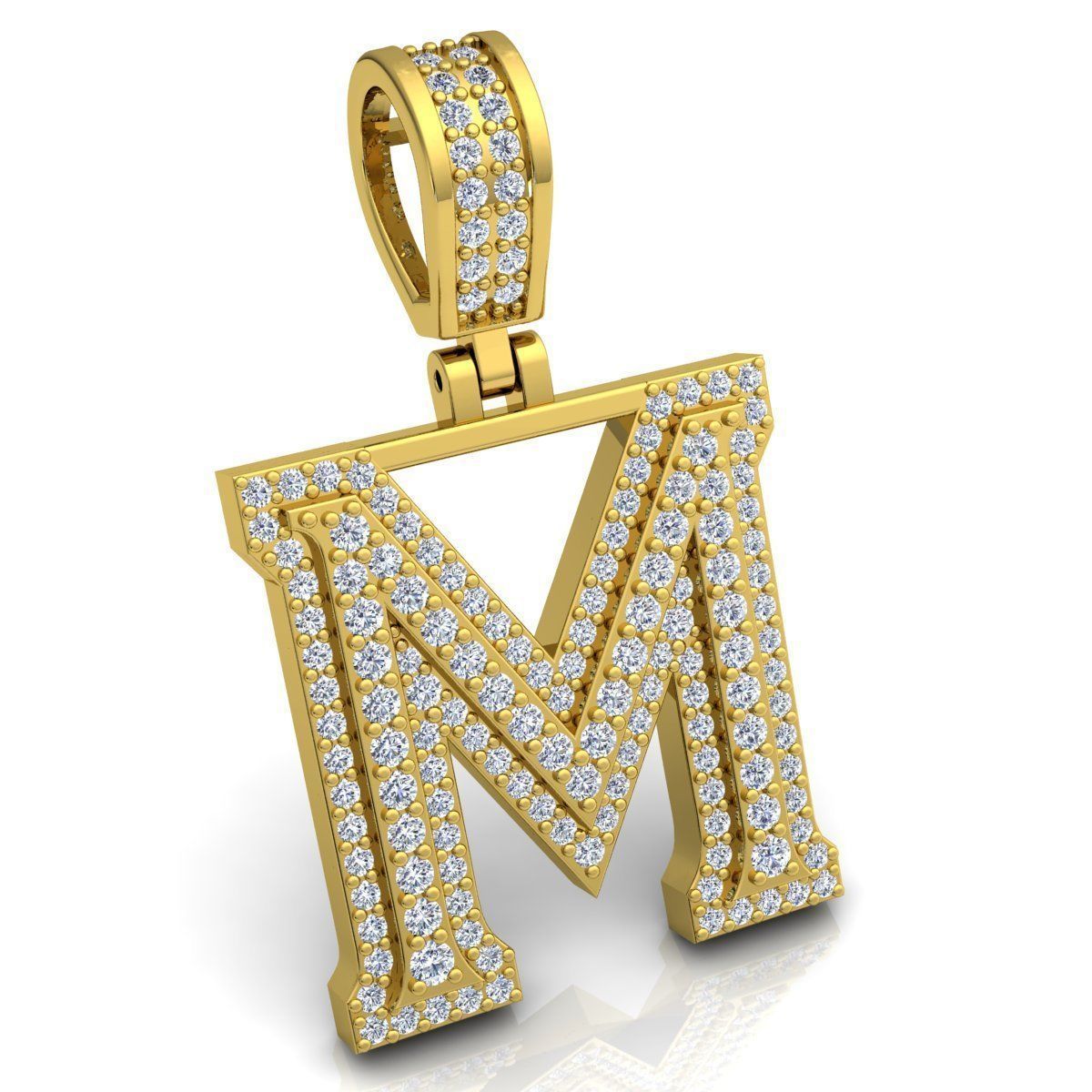 Alphabet Latter M Diamond Pendent 3d Model print 3D print model_3