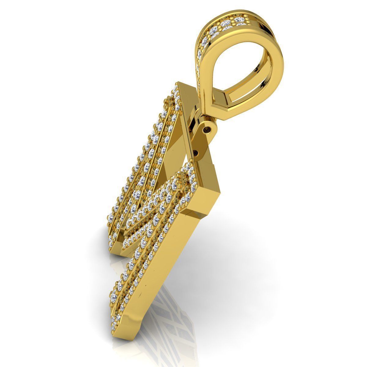 Alphabet Latter M Diamond Pendent 3d Model print 3D print model_10