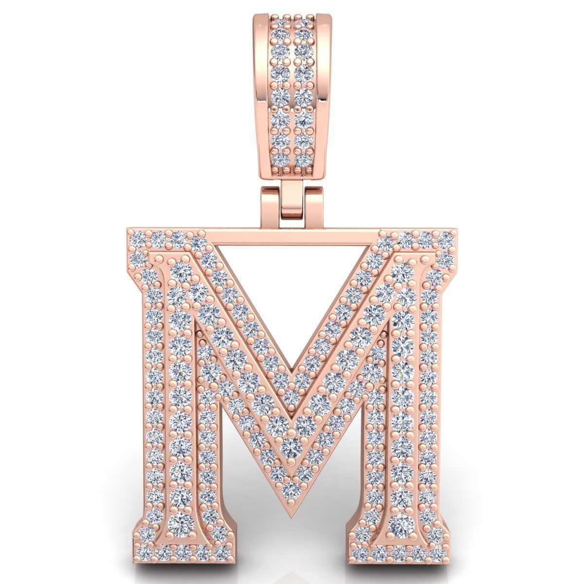 Alphabet Latter M Diamond Pendent 3d Model print 3D print model_5