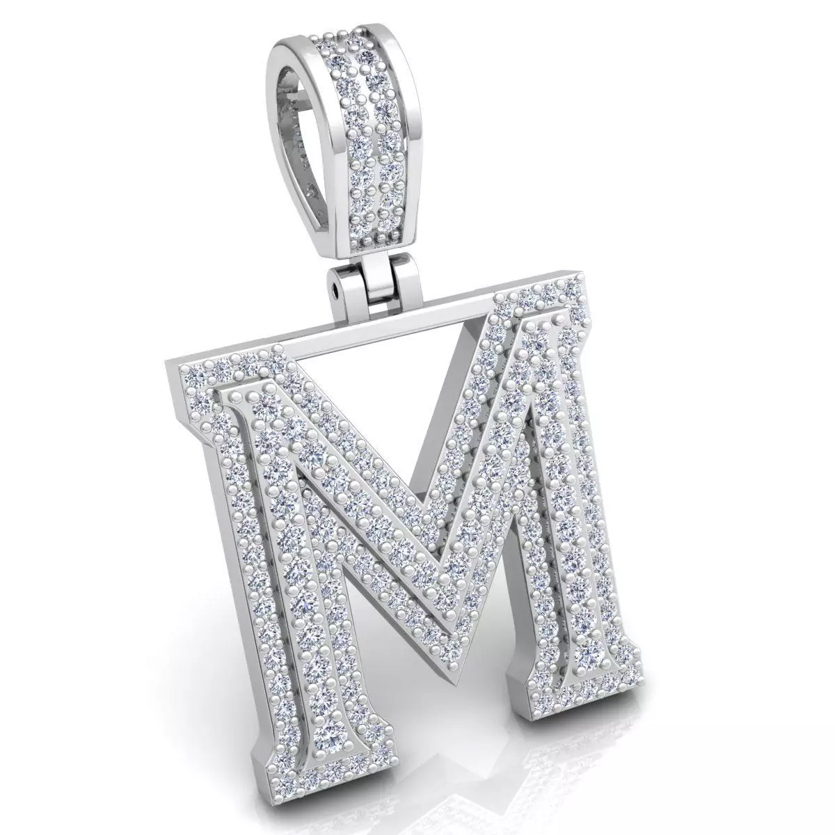 Alphabet Latter M Diamond Pendent 3d Model print 3D print model_0