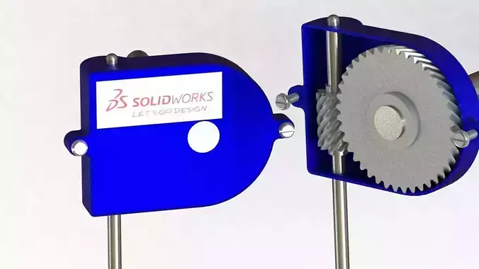 Helical gear box transmition - SolidWorks 3D model