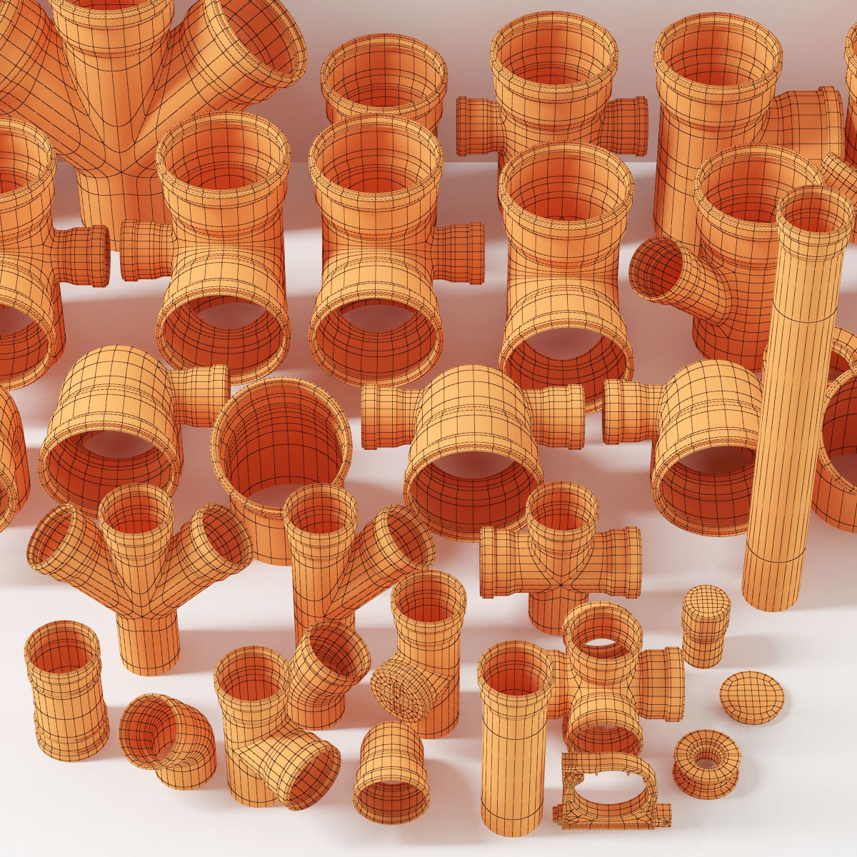 Sewer pipes collection counstraction 3D model_34