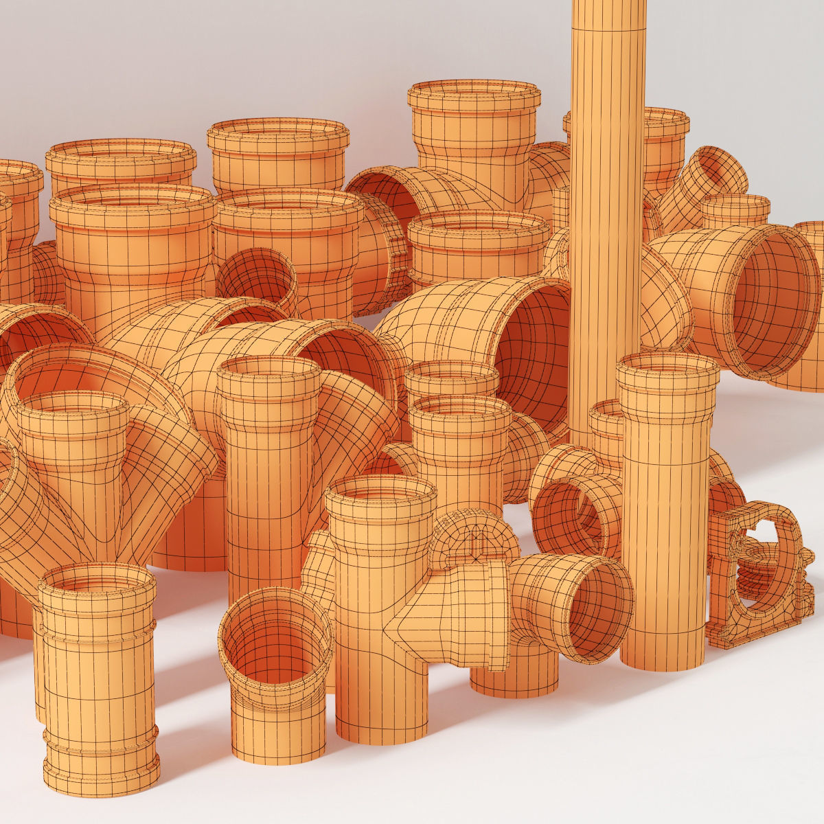 Sewer pipes collection counstraction 3D model_35