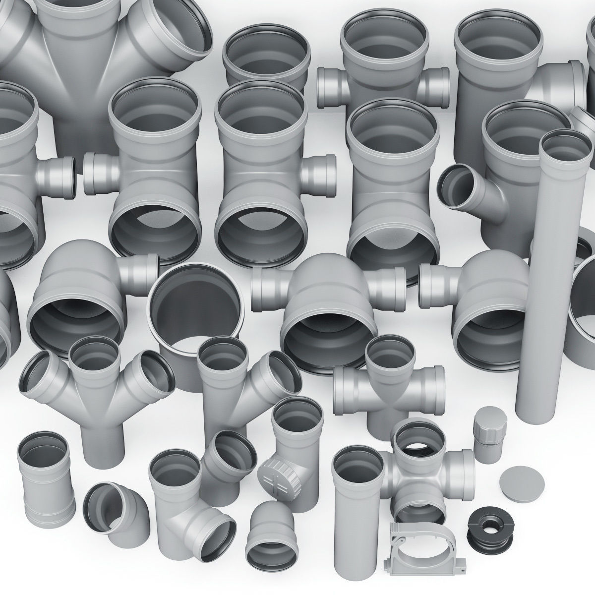 Sewer pipes collection counstraction 3D model_2