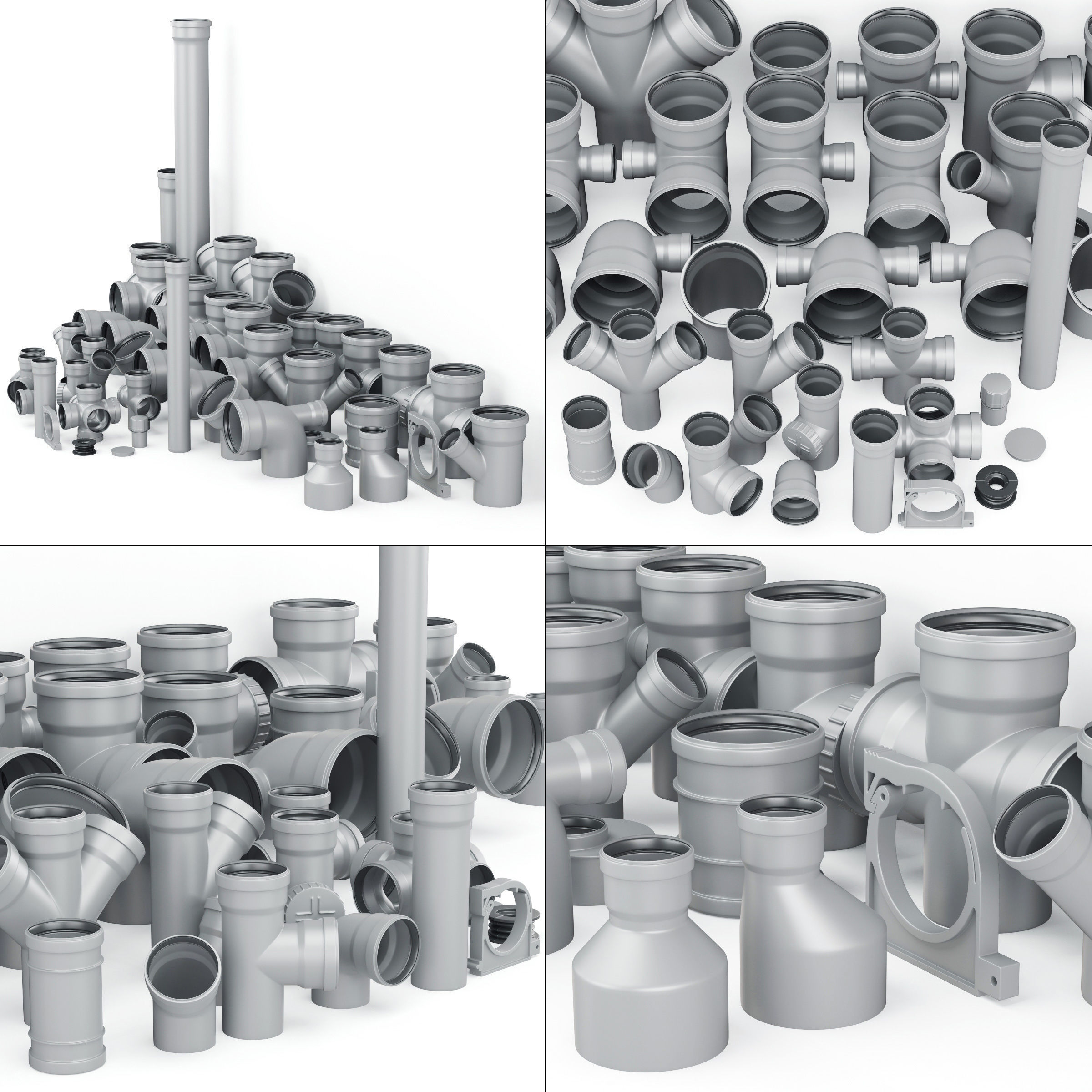 Sewer pipes collection counstraction 3D model_3