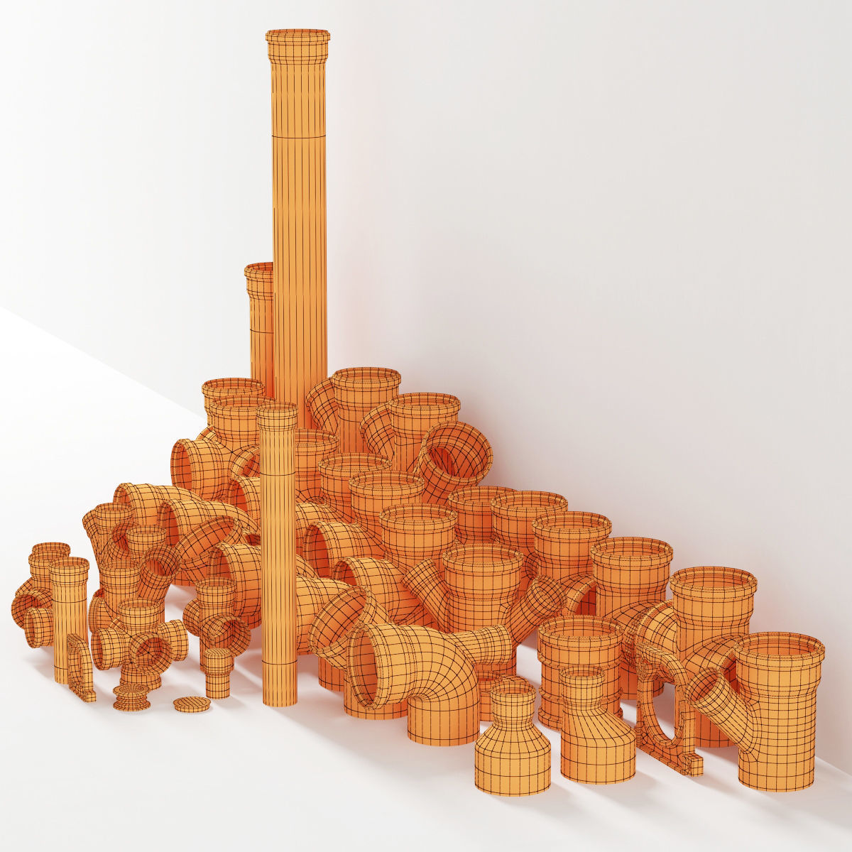 Sewer pipes collection counstraction 3D model_33