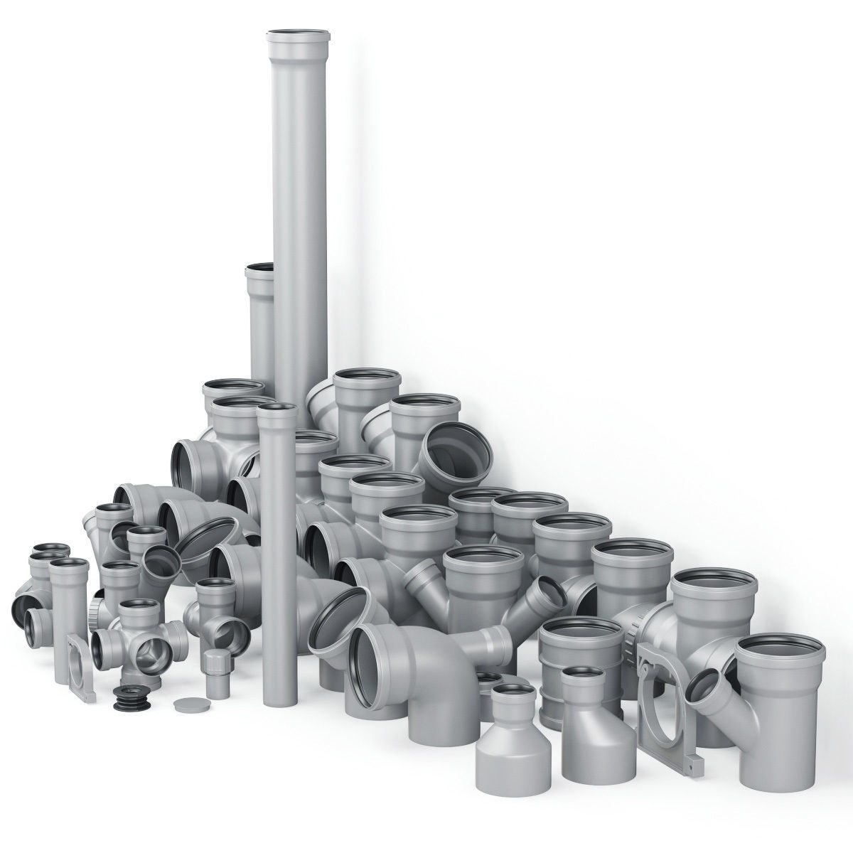 Sewer pipes collection counstraction 3D model_1