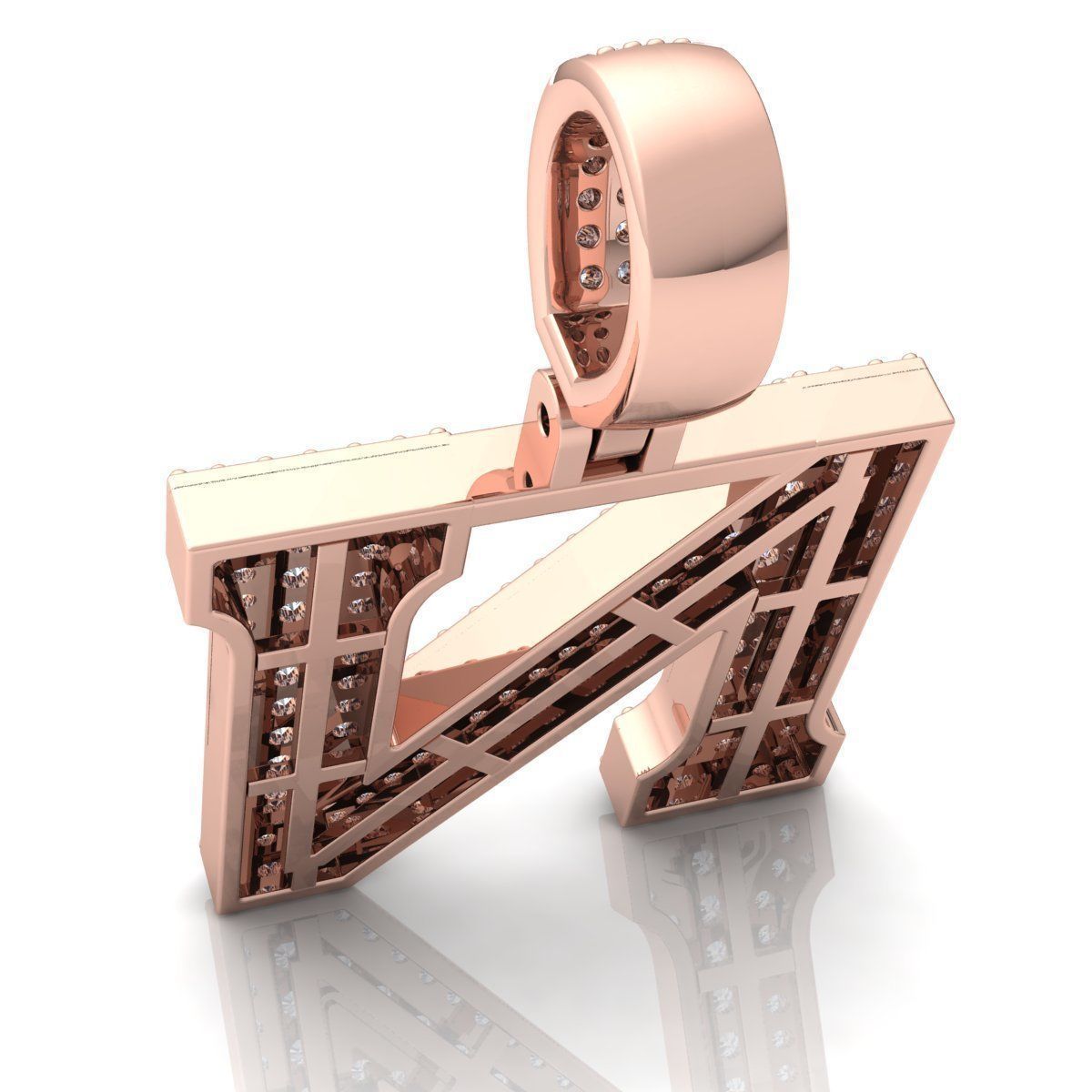 Alphabet Latter N Diamond Pendent 3d Model print 3D print model_7