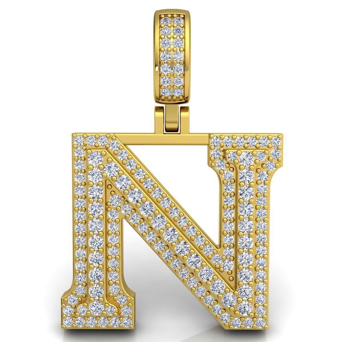 Alphabet Latter N Diamond Pendent 3d Model print 3D print model_3
