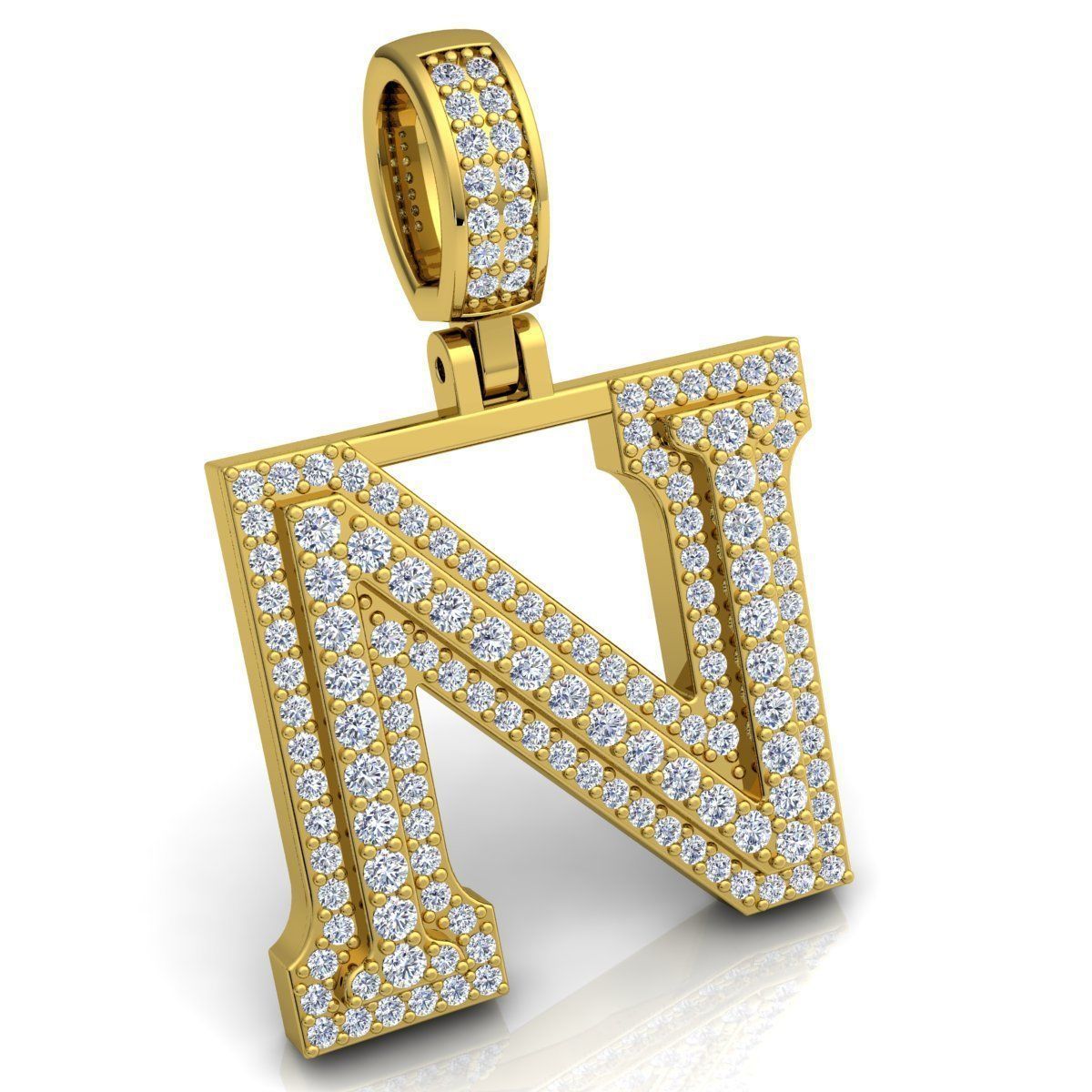 Alphabet Latter N Diamond Pendent 3d Model print 3D print model_2