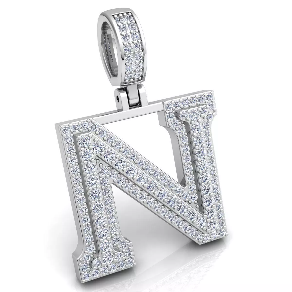 Alphabet Latter N Diamond Pendent 3d Model print 3D print model_0