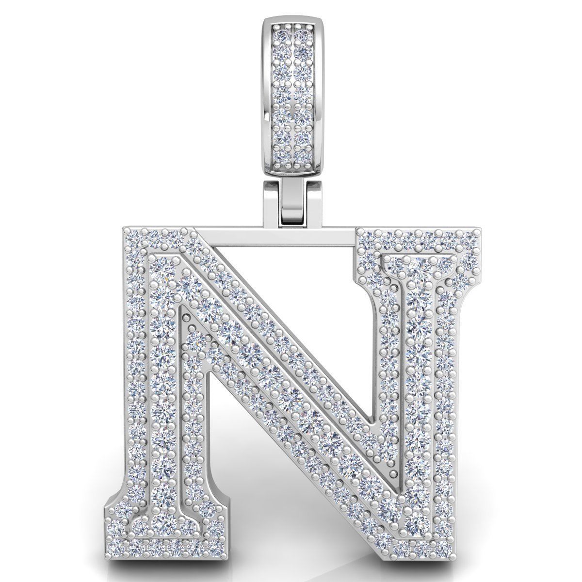 Alphabet Latter N Diamond Pendent 3d Model print 3D print model_5
