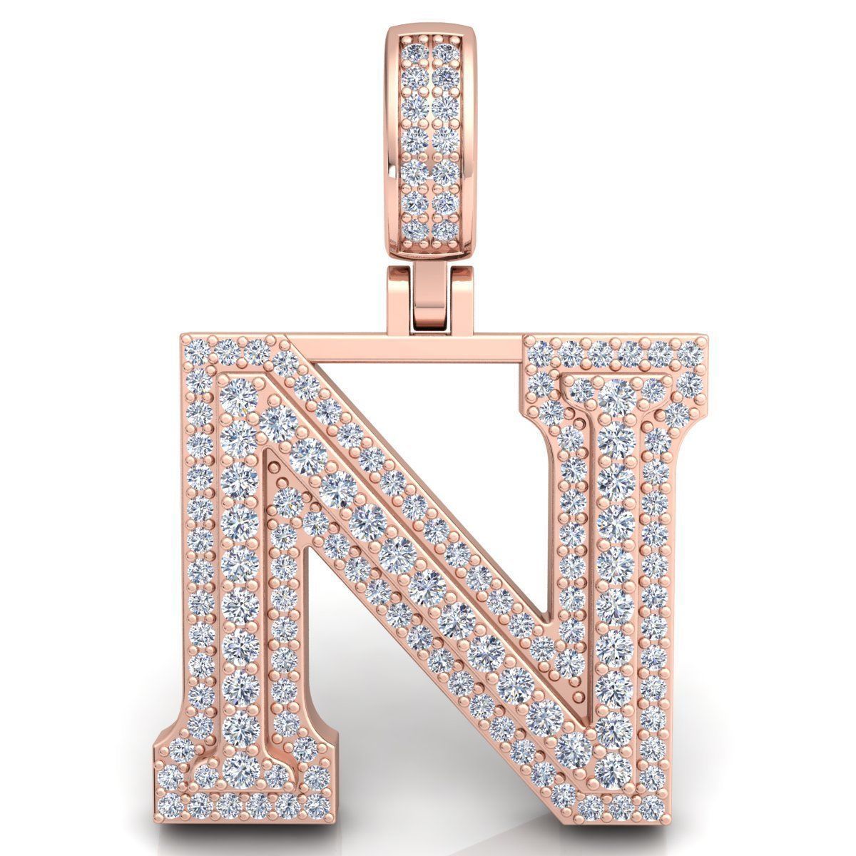 Alphabet Latter N Diamond Pendent 3d Model print 3D print model_4