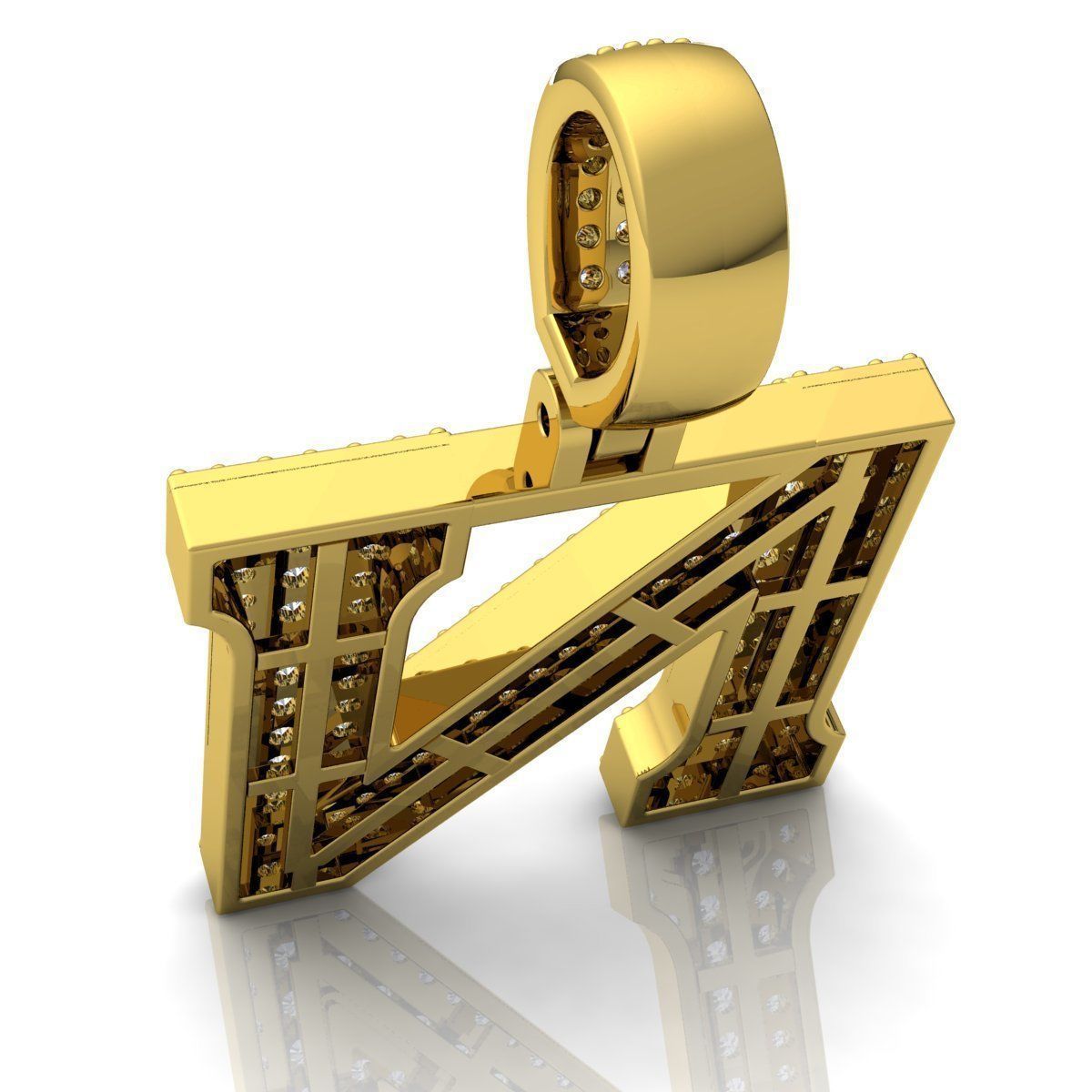 Alphabet Latter N Diamond Pendent 3d Model print 3D print model_6
