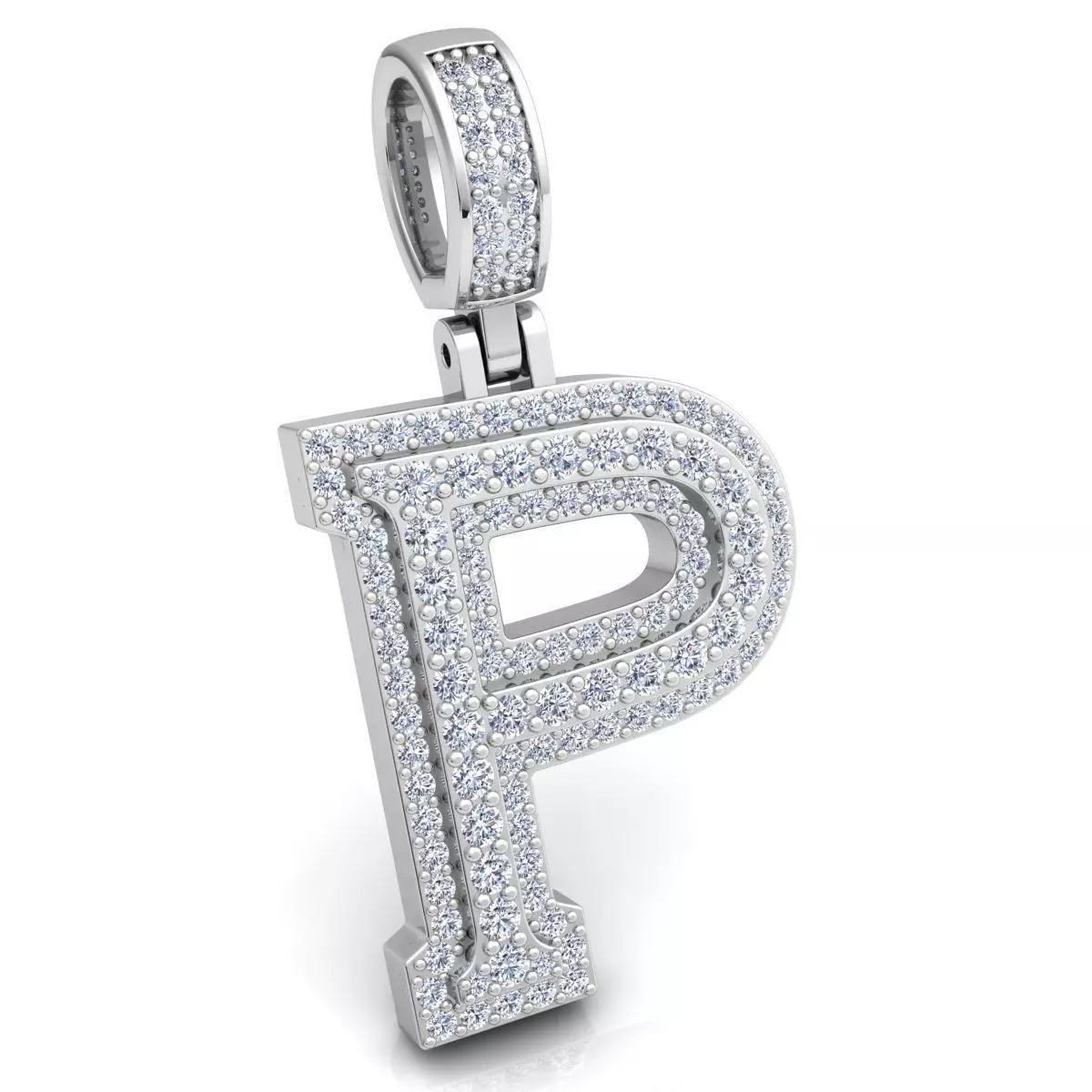 Alphabet Latter P Diamond Pendent 3d Model print 3D print model_0