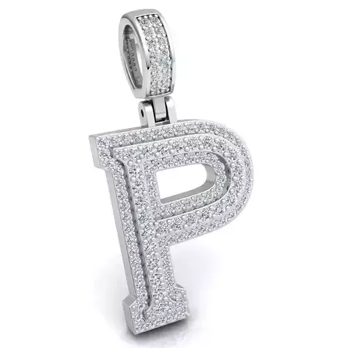 Alphabet Latter P Diamond Pendent 3d Model print 3D print model