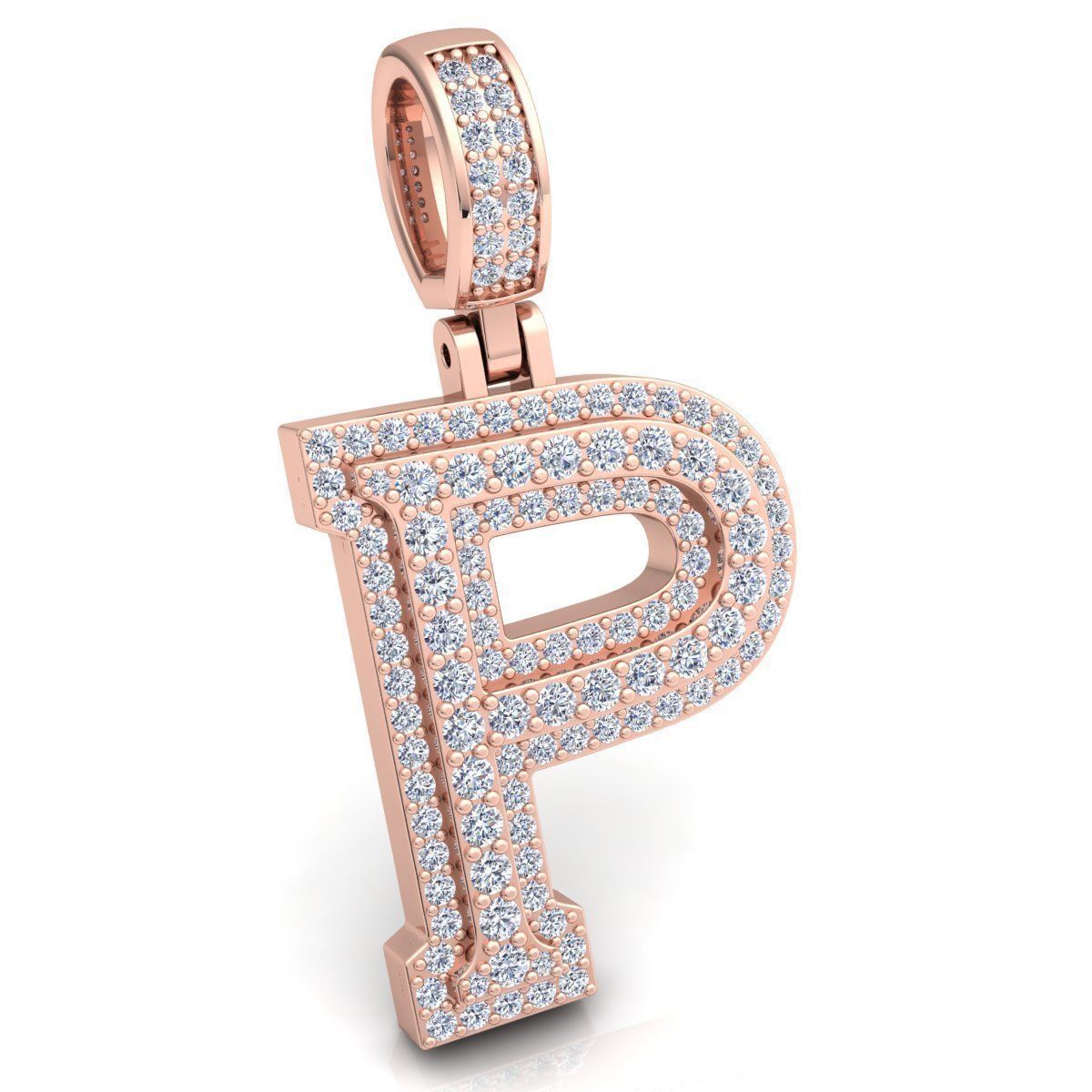 Alphabet Latter P Diamond Pendent 3d Model print 3D print model_3
