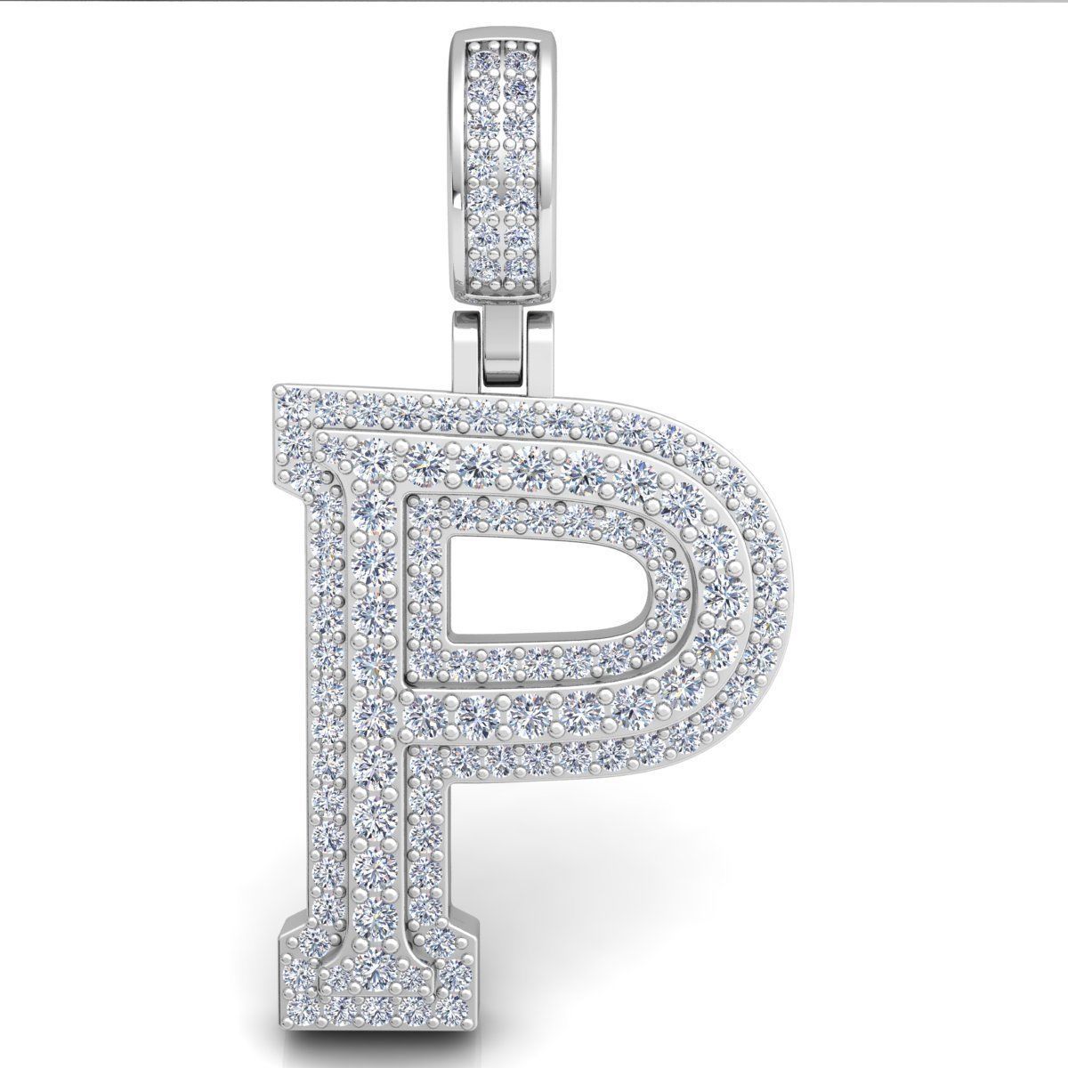 Alphabet Latter P Diamond Pendent 3d Model print 3D print model_6
