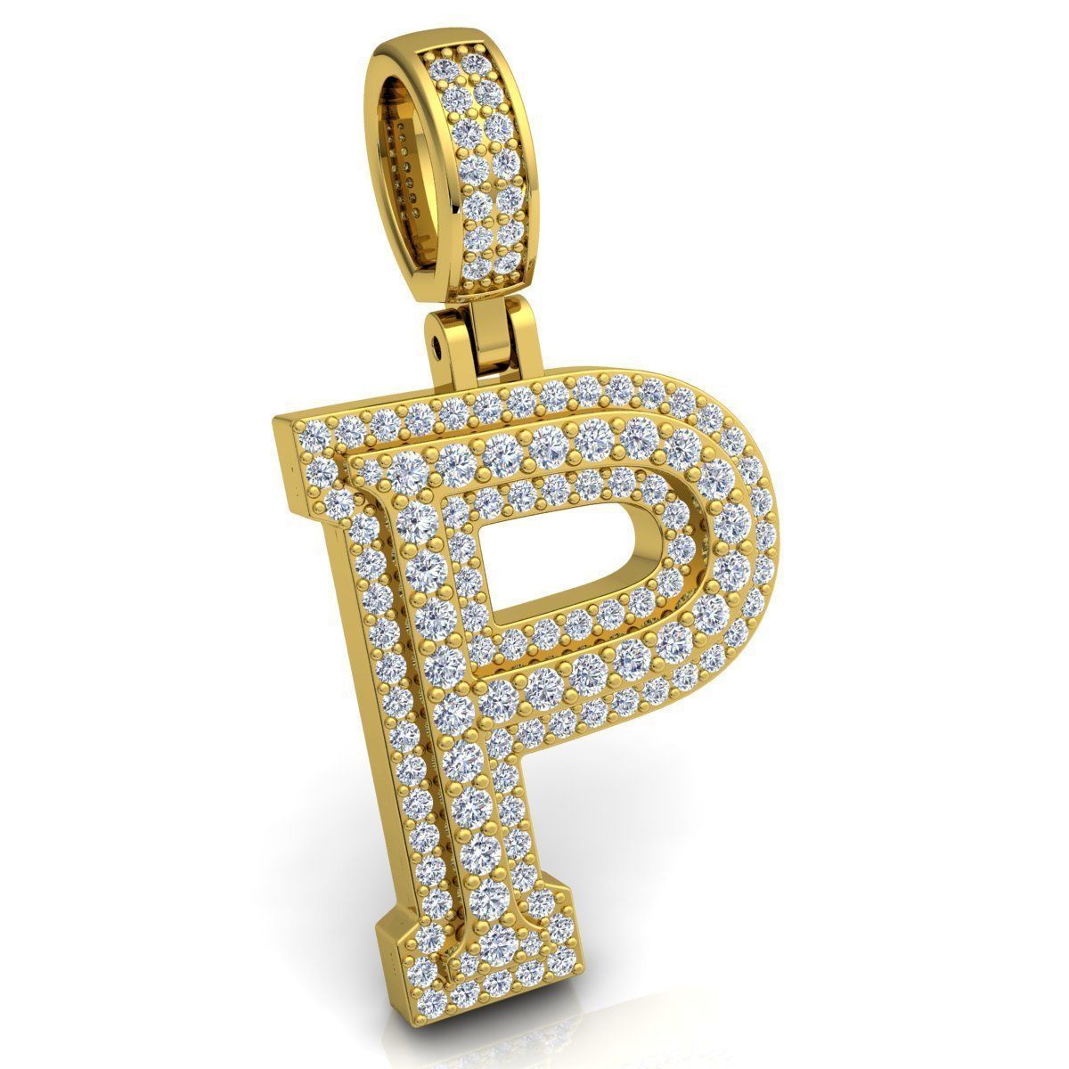 Alphabet Latter P Diamond Pendent 3d Model print 3D print model_1