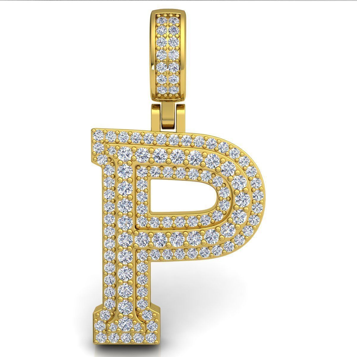 Alphabet Latter P Diamond Pendent 3d Model print 3D print model_4