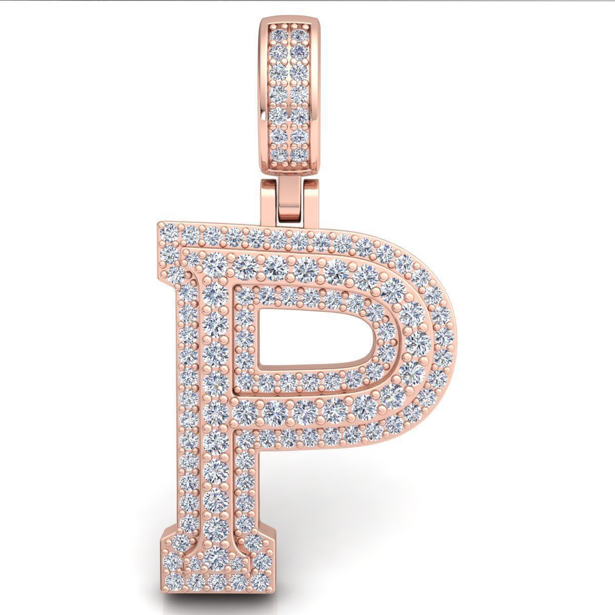Alphabet Latter P Diamond Pendent 3d Model print 3D print model_5