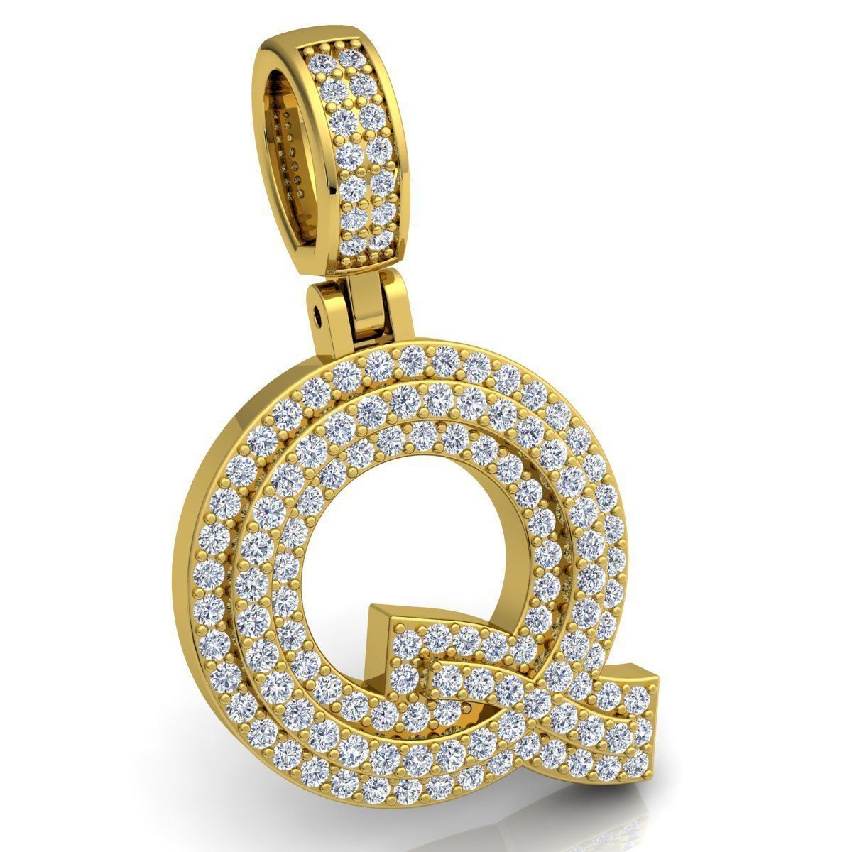 Alphabet Latter Q Diamond Pendent 3d Model print 3D print model_2
