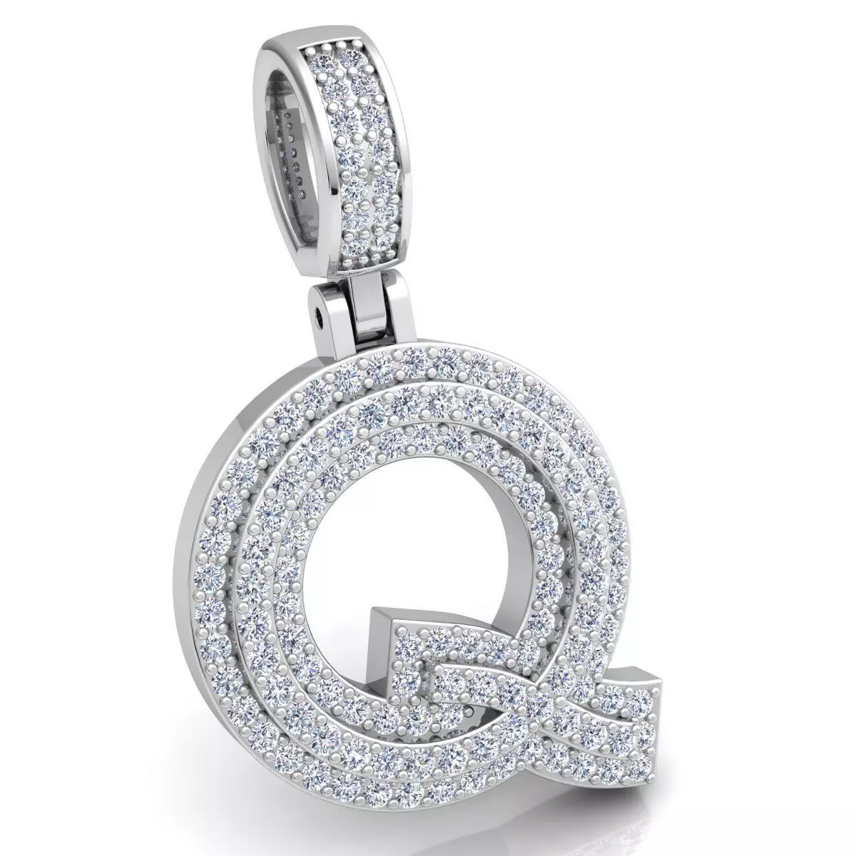 Alphabet Latter Q Diamond Pendent 3d Model print 3D print model_0