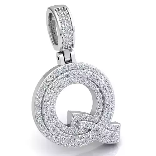 Alphabet Latter Q Diamond Pendent 3d Model print 3D print model