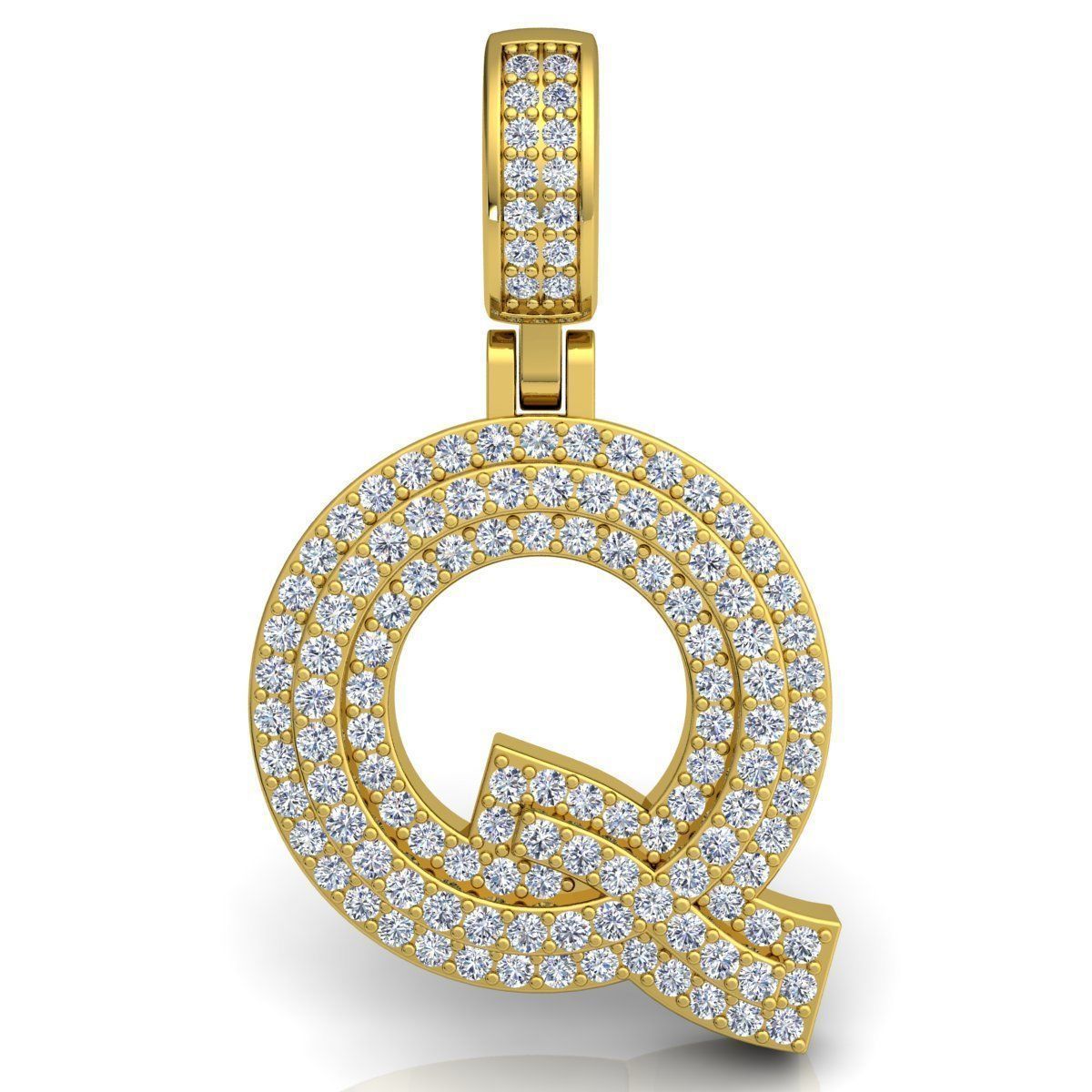Alphabet Latter Q Diamond Pendent 3d Model print 3D print model_3
